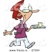 Vector of a Happy Nurse Carrying a Tray of Cafeteria Food by Toonaday