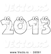Vector of a Happy Outlined 2013 Cartoon Digits by Hit Toon