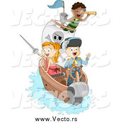 Vector of a Happy Pirate Children on a Ship by BNP Design Studio