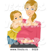 Vector of a Happy Pregnant Mother Embracing Her Daughter and Belly by BNP Design Studio