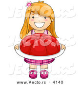Vector of a Happy Red Haired Girl Carrying a Giant Tray of Gelatin by BNP Design Studio