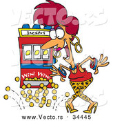 Vector of a Happy Red-Head Woman Winning Jackpot at a Casino - Cartoon Style by Toonaday