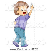 Vector of a Happy School Boy Drawing a Vertical Line on a Wall by BNP Design Studio