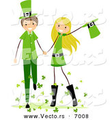 Vector of a Happy St. Patrick's Day Boy and Girl Holding Hands by BNP Design Studio