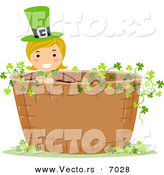 Vector of a Happy St. Patrick's Day Girl Standing in a Basket Full of Clovers by BNP Design Studio