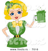 Vector of a Happy St. Patrick's Day Pin-up Girl Serving Green Beer in a Mug by BNP Design Studio