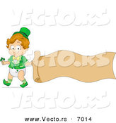 Vector of a Happy St. Patrick's Day Toddler Boy with a Blank Banner by BNP Design Studio