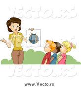 Vector of a Happy White Female Teacher Discussing the Environment with Students by BNP Design Studio