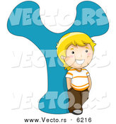 Vector of a Happy Young Boy Smiling Beside Alphabet Letter Y by BNP Design Studio