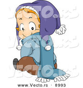 Vector of a Happyp Toddler Boy Wearing Winter Clothes While Looking Back by BNP Design Studio