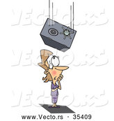 Vector of a Heavy Cartoon Safe Falling on a Businesswoman's Head by Toonaday