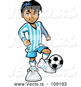 Vector of a Hispanic Kid Playing Soccer by Clip Art Mascots