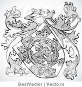 Vector of a Historic Black and White Knight's Shield by BestVector
