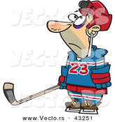 Vector of a Hockey Player with a Puck Stuck in His Helmet by Toonaday