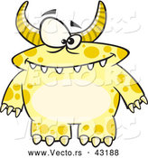 Vector of a Horned Cartoon Yellow Monster with Spots by Toonaday