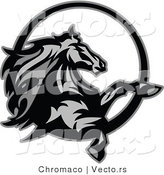 Vector of a Horse Rearing up - Grayscale Design by Chromaco
