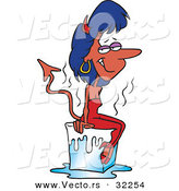 Vector of a Hot Cartoon She Devil Sitting on Ice by Toonaday