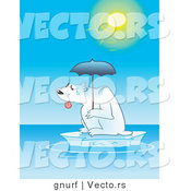 Vector of a Hot Polar Bear on a Tiny Iceberg with an Umbrella to Block the Sun by Gnurf