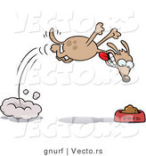 Vector of a Hungry Cartoon Dog Flying Towards a Food Bowl by Gnurf