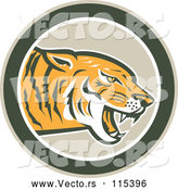 Vector of a Hungry Tiger Growling in a Green Circle by Patrimonio