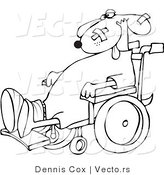 Vector of a Injured Cartoon Dog in a Wheelchair - Line Drawing by Djart