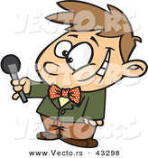 Vector of a Interviewing Cartoon Boy Holding out a Microphone While Smiling by Toonaday