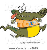 Vector of a Jogging Cartoon Alligator Smiling and Wearing the Number 12 3/4 by Toonaday