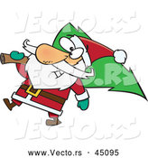 Vector of a Jolly Cartoon Santa Delivering a Christmas Tree by Toonaday