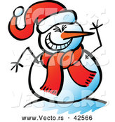 Vector of a Laughing Cartoon Snowman Waving by Zooco