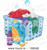 Vector of a Laundry Detergent Beside a Hamper with Clothes by BNP Design Studio