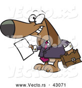 Vector of a Legal Cartoon Business Beagle Holding a Blank Document and Briefcase by Toonaday