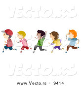 Vector of a Line of Excited Boys Running by BNP Design Studio