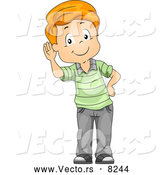 Vector of a Listening Cartoon Boy Cupping His Ear While Smiling by BNP Design Studio