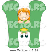 Vector of a Little Girl Beside Alphabet Letter H by BNP Design Studio
