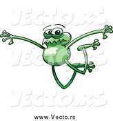 Vector of a Long Legged Green Frog Jumping by Zooco