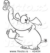 Vector of a Loving Cartoon Elephant Holding a Valentine Love Heart - Coloring Page Outline by Toonaday