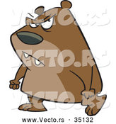 Vector of a Mad Cartoon Bear Walking with Clenched Fists and an Evil Facial Expression by Toonaday