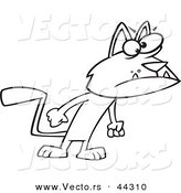 Vector of a Mad Cartoon Cat Ready to Fight - Coloring Page Outline by Toonaday