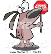 Vector of a Mad Cartoon Dog Directing Traffic to Stop with a Sign by Toonaday