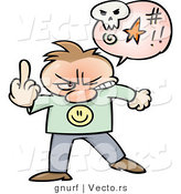 Vector of a Mad Cartoon Guy Giving the Middle Finger Hand Sign by Gnurf