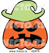 Vector of a Mad Cartoon Halloween Jackolantern Pumpkin by Zooco