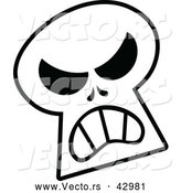 Vector of a Mad Cartoon Halloween Skull - Outline by Zooco
