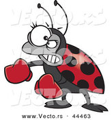 Vector of a Mad Cartoon Ladybug Wearing Boxing Gloves by Toonaday