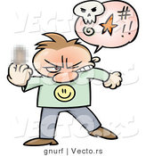 Vector of a Mad Cartoon Man Displaying Middle Finger While Cursing by Gnurf
