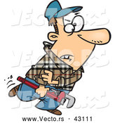 Vector of a Mad Cartoon Plumber Carrying a Wrench and Rolling up His Sleeves by Toonaday