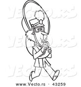 Vector of a Marching Cartoon Girl Playing a Tuba - Coloring Page Outline by Toonaday