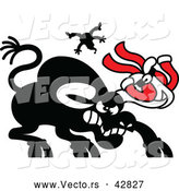 Vector of a Mean Cartoon Black Bull Attacking Santa by Zooco
