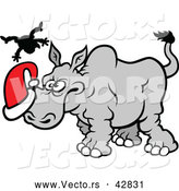 Vector of a Mean Cartoon Rhino Attacking Santa Hat by Zooco