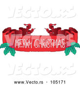 Vector of a Merry Christmas Blank Ribbon Banner with Holly by Visekart