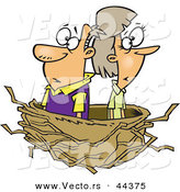 Vector of a Middle Aged Cartoon Couple in an Empty Nest by Toonaday